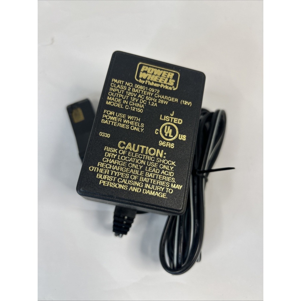 Genuine Power‎ Wheels Charger Adapter Plug AC DC 12VDC 00801-0972 12V Read